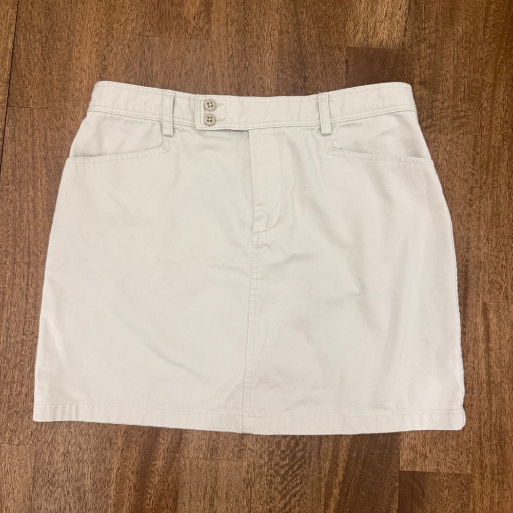 Ralph Lauren Sport Chino Mini Skirt Beige Cotton Twill Size 10 Preppy Golf
